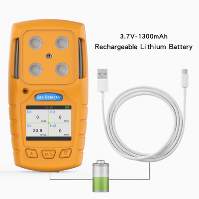 LEL CO O2 H2s เครื่องตรวจจับก๊าซหลายชนิดแบบพกพาพร้อมใบรับรอง CE FCC ISO9001